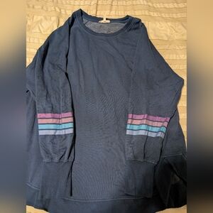 Maurices Blue Sweater with Striped Sleeves